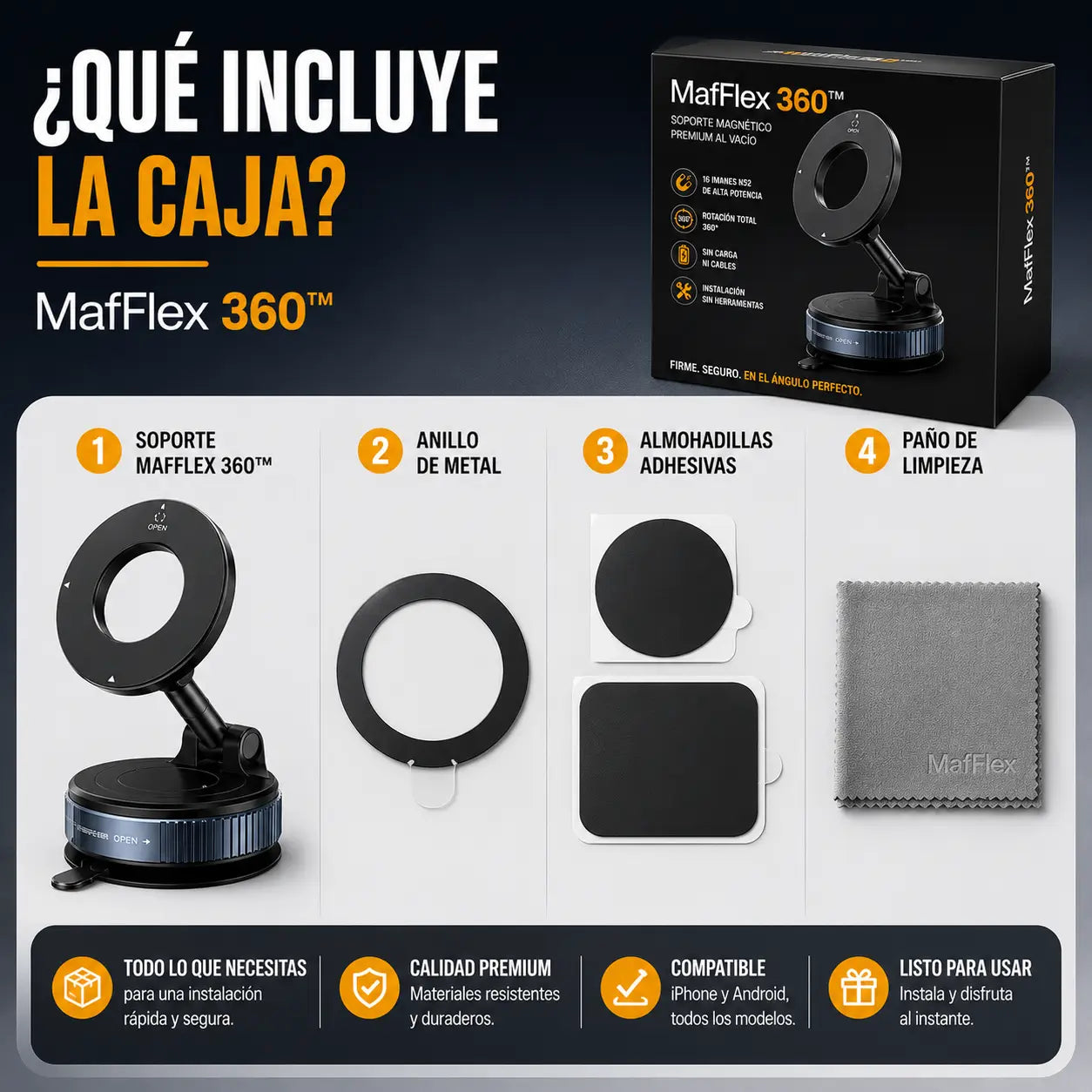MagFlex 360™ | Fija tu celular en segundos en cualquier superficie