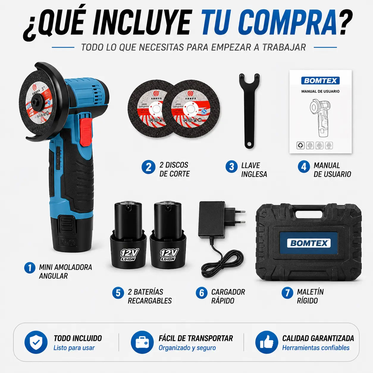 CutMax 360 | Corta y pule sin cables ni interrupciones en cualquier lugar + 1 Bateria de REGALO