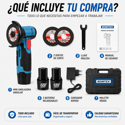 CutMax 360 | Corta y pule sin cables ni interrupciones en cualquier lugar + 1 Bateria de REGALO