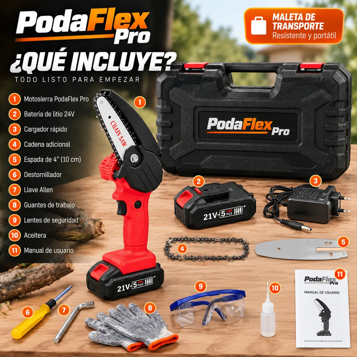 PodaFlex Pro – Deja de luchar con ramas: sierra eléctrica de mano