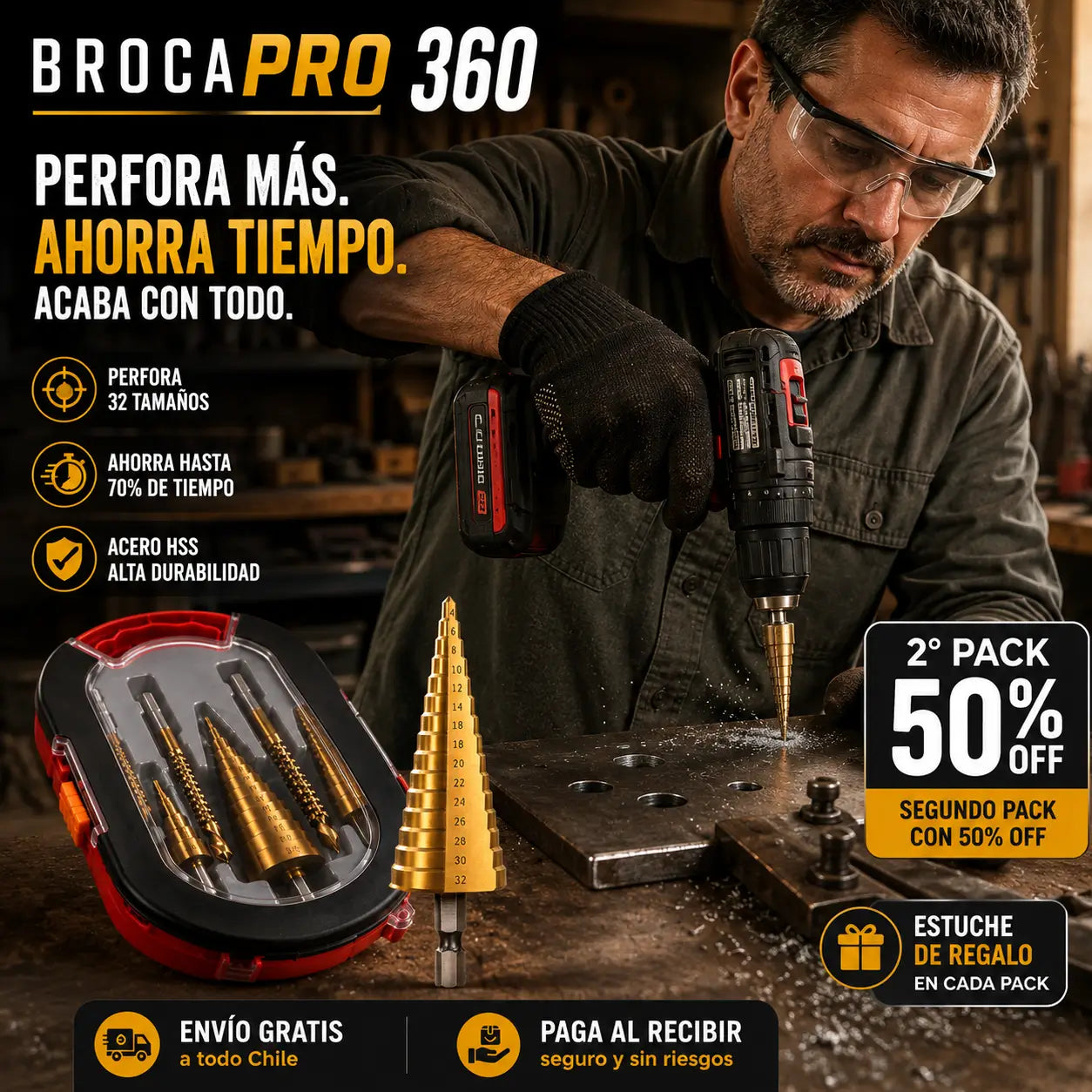 BrocaPro 360 – Olvida el resbalón: brocas escalonadas de precisión