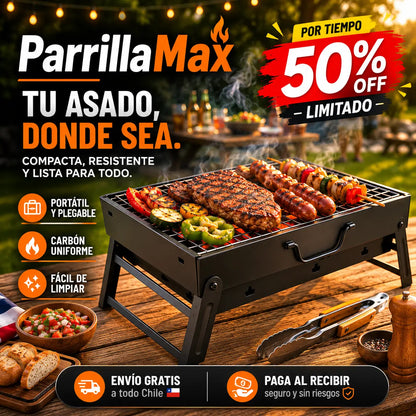 ParrillaMax – Parrilla portátil a carbón para asar donde quieras
