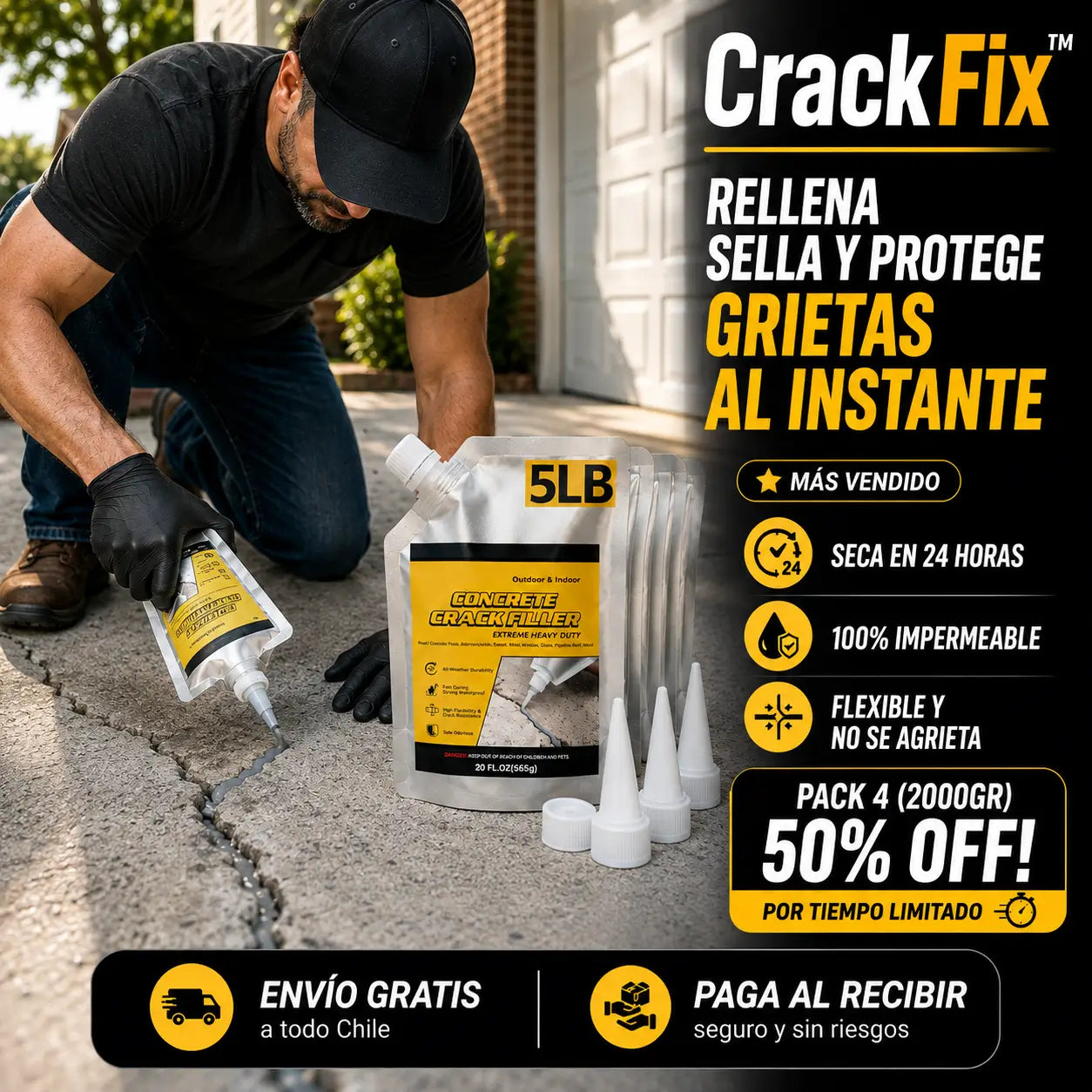 CrackFix™ – Sella grietas de concreto en 24 horas sin herramientas