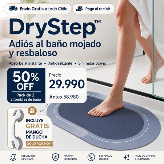 Alfombra DryStep™ — Tu baño seco y seguro desde el primer paso + Mango Ducha GRATIS