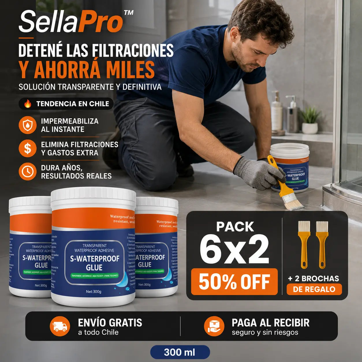 SellaPro™ | Elimina filtraciones y grietas sin llamar a un gasfiter | OFERTA 3X1