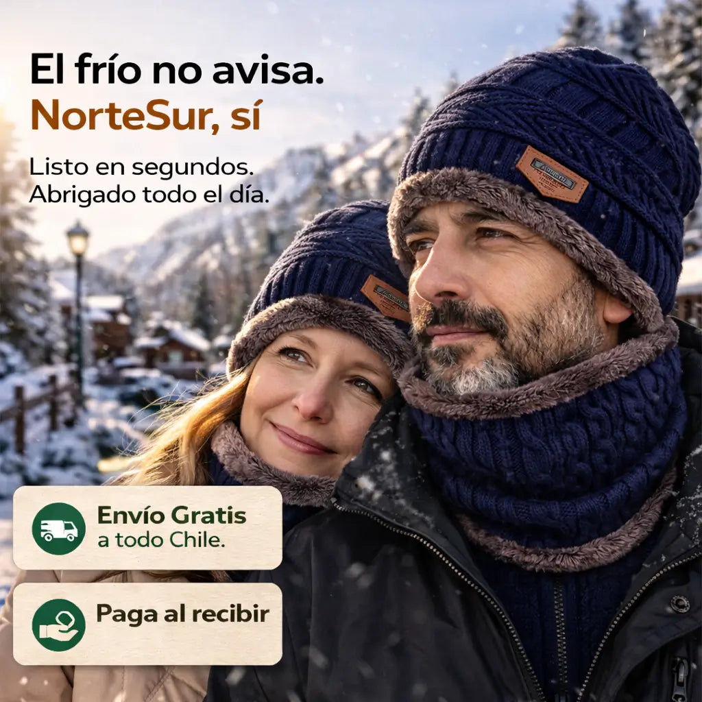 Set Gorro + Bufanda NorteSur™  - Hecho para el invierno chileno, de norte a sur