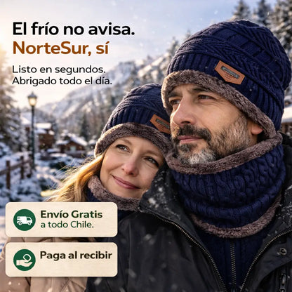 Set Gorro + Bufanda NorteSur™  - Hecho para el invierno chileno, de norte a sur