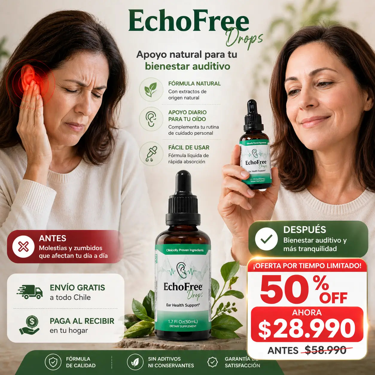 EchoFree Drops - Apoyo natural para el bienestar auditivo diario