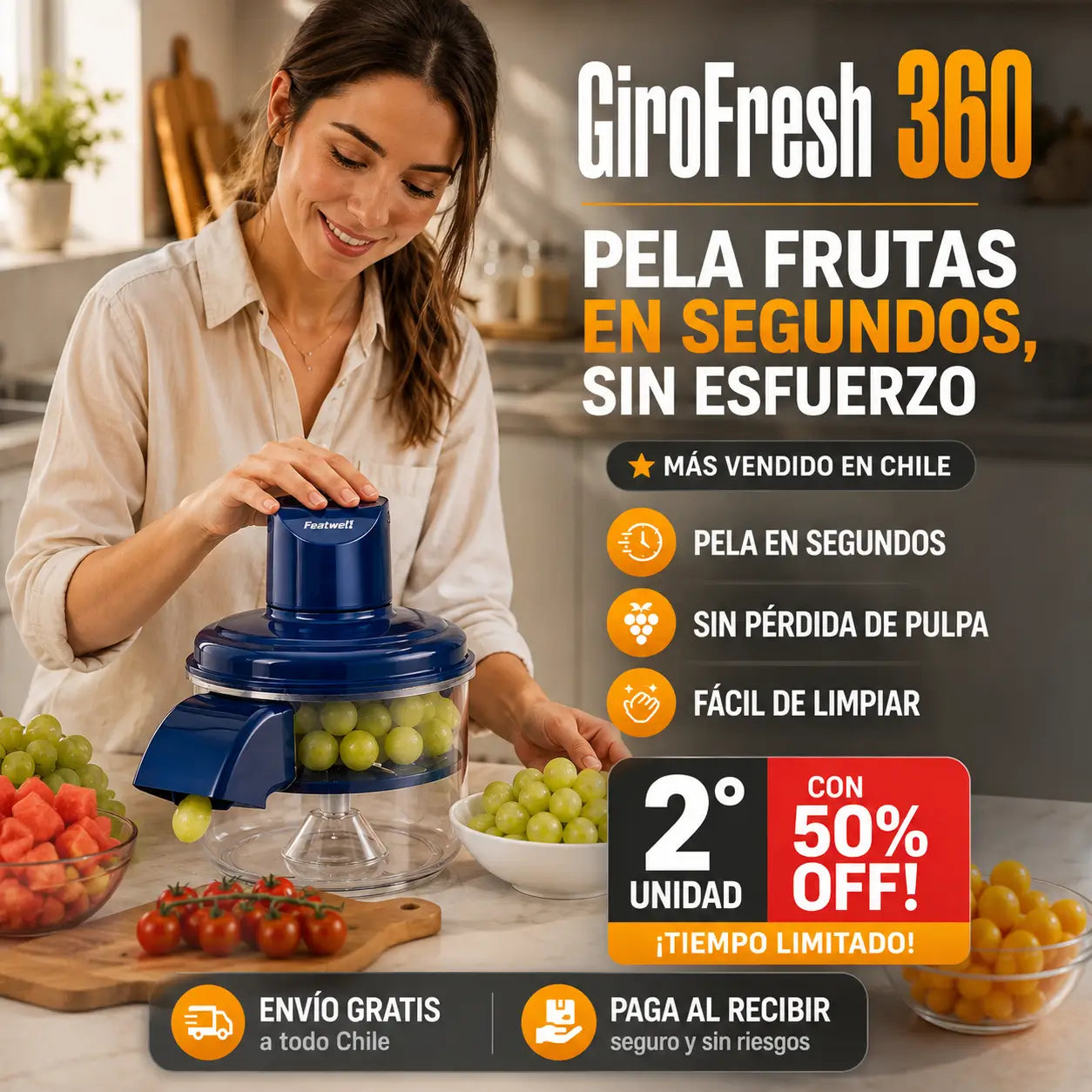 GiroFresh 360 – Deja de perder tiempo pelando frutas a mano