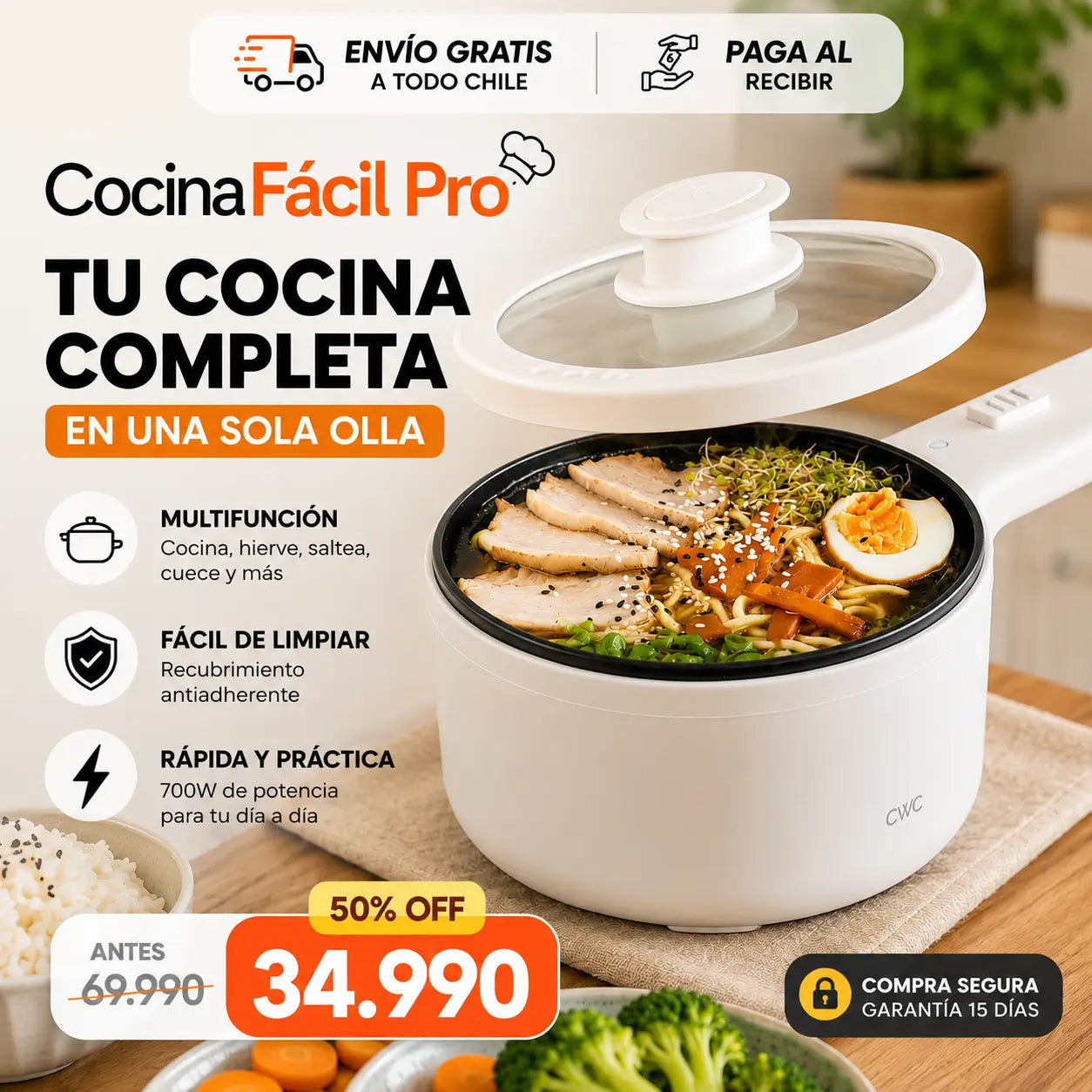 CocinaFácil Pro - Tu cocina completa en una sola olla eléctrica