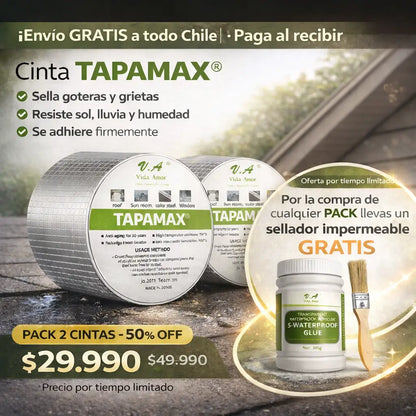 Cinta TAPAMAX® - sella filtraciones y grietas en minutos sin cambiar todo el techo - 10cm X 5mts