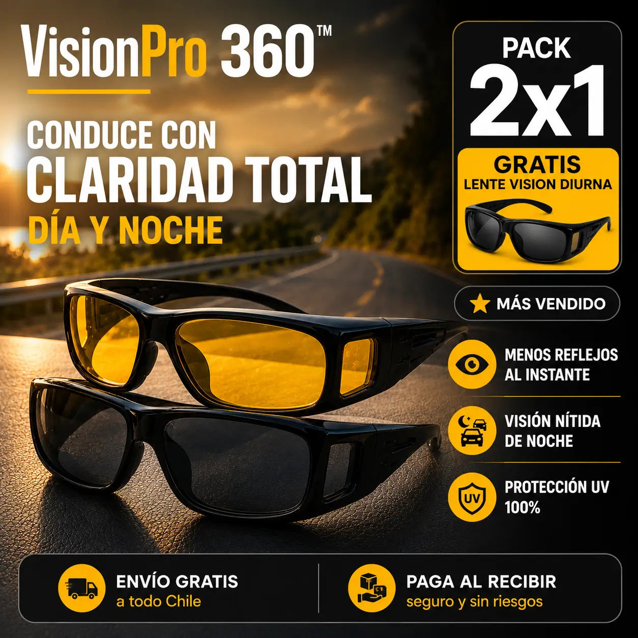 PACK 2x1  Lentes VisionPro 360™ | Deja de sufrir con los reflejos al volante con los lentes HD