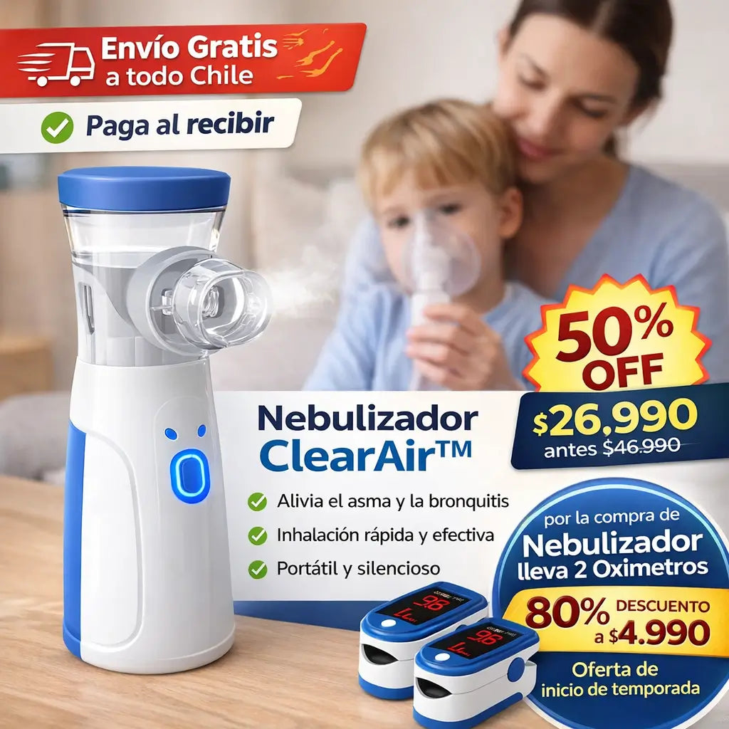 Nebulizador ClearAir™ - Nebulización suave para niños y adultos, en cualquier lugar.