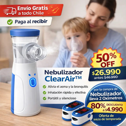 Nebulizador ClearAir™ - Nebulización suave para niños y adultos, en cualquier lugar.