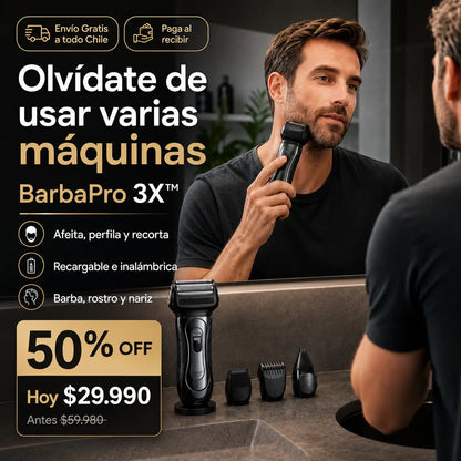 BarbaPro 3X™ - afeita, recorta y perfila con una sola máquina