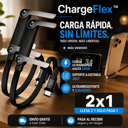 ChargeFlex™ – Deja de buscar soporte y cable por separado para cargar