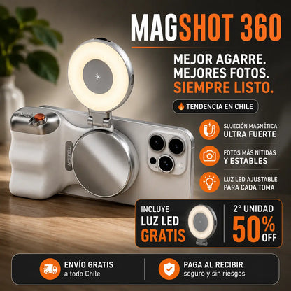 MagShot 360 – Fotos y selfies perfectas con agarre magnético y luz LED