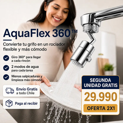 AquaFlex 360™ - Convierte tu grifo común en un rociador flexible de alta presión