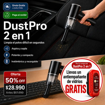 DustPro 2 en 1 - Aspira y sopla el polvo oculto en tu auto, teclado y rincones difíciles