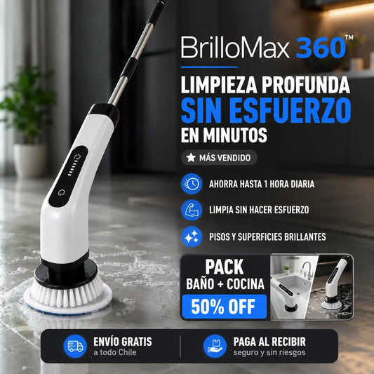BrilloMax 360™ | Limpia baño, cocina y pisos sin agacharte ni frotar por horas
