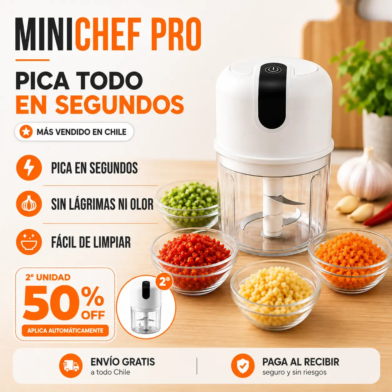 MiniChef Pro – Deja de perder tiempo picando a mano cada vez que cocinas