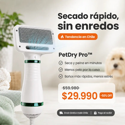 PetDry Pro™ | Cepillo Secador 2 en 1 para Secar y Desenredar en Minutos
