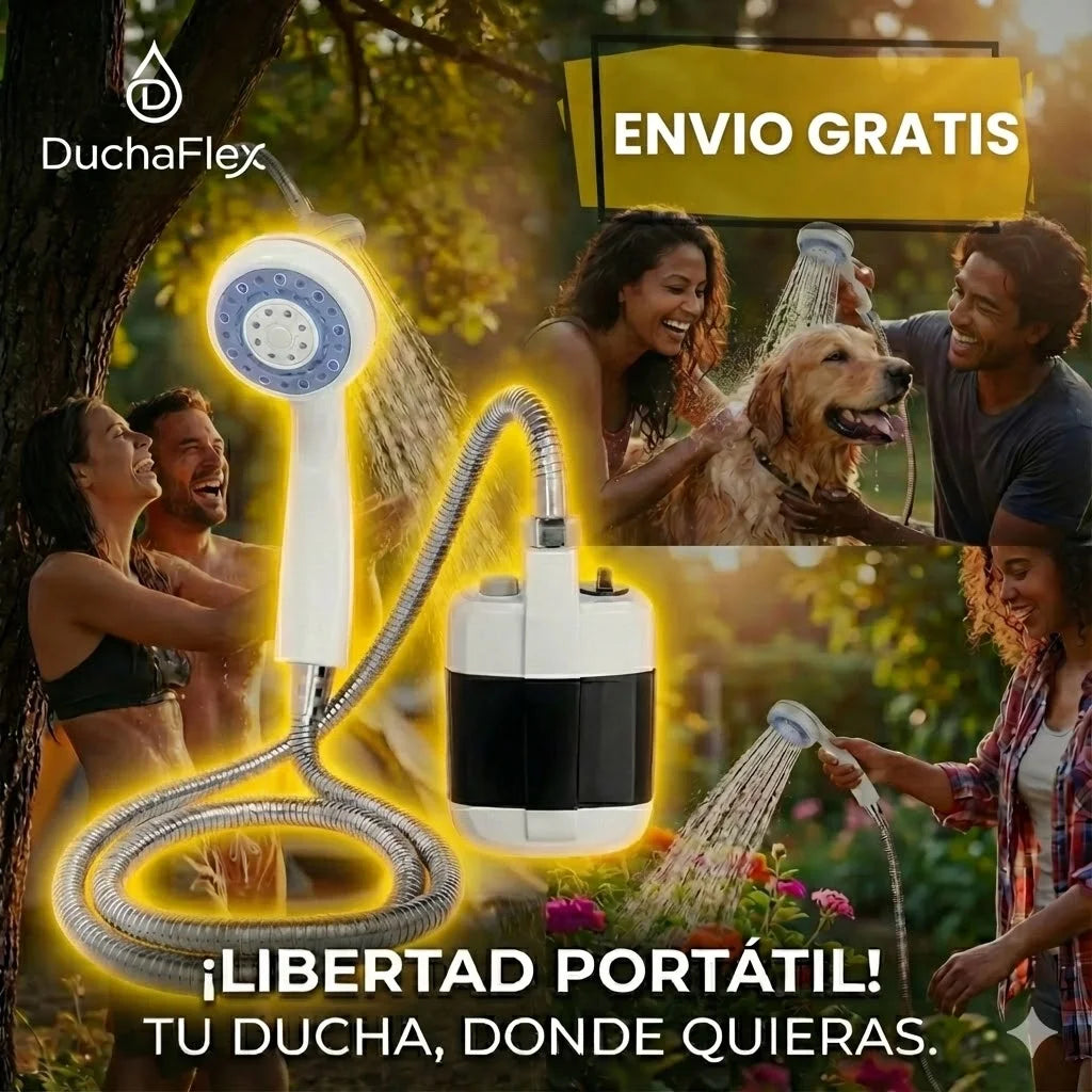 DuchaFlex: Adiós al baño hecho un desastre por tu mascota y a quedarte sin ducha en camping (agua al instante donde estés)
