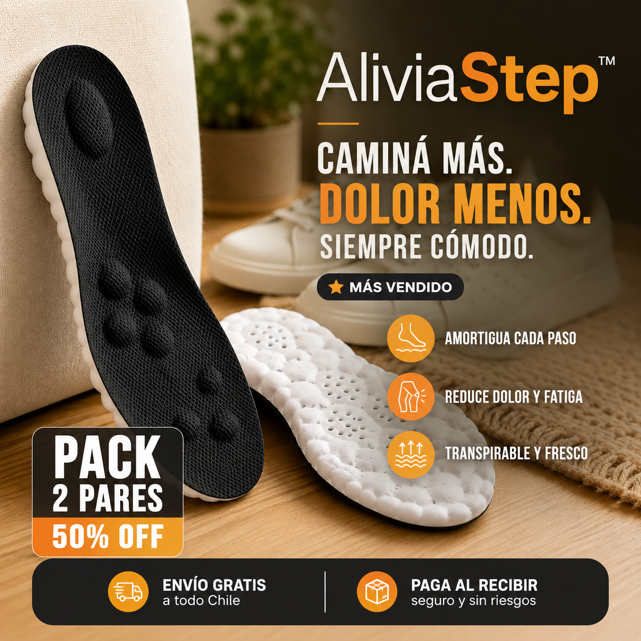 AliviaStep™ | plantilla 4D con soporte de arco para caminar sin dolor