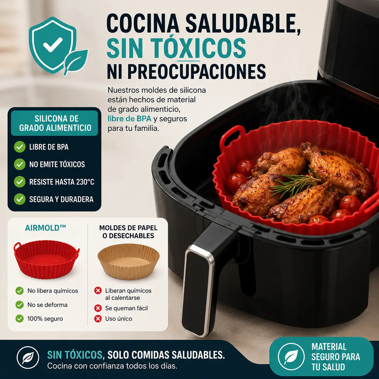 AirMold™ | Cocina más limpio y sano, set de 6 moldes | OFERTA 12x6