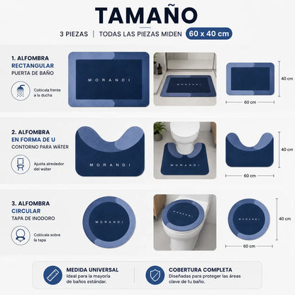 SoftStep™ | Tapetes de baño que evitan resbalones en superficies húmedas | SET 3 piezas