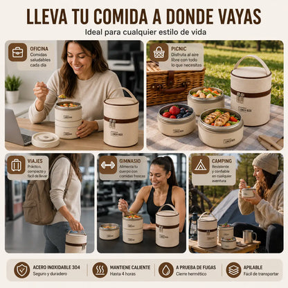 BentoGo™ | Deja de llegar con la comida fría, Lonchera Bento de acero inoxidable